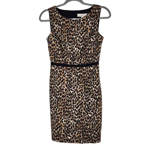 Loft Sleeveless Leopard Print Mini Sheath Dress Size 0 Leopard Print Dress - Picture 1 of 8